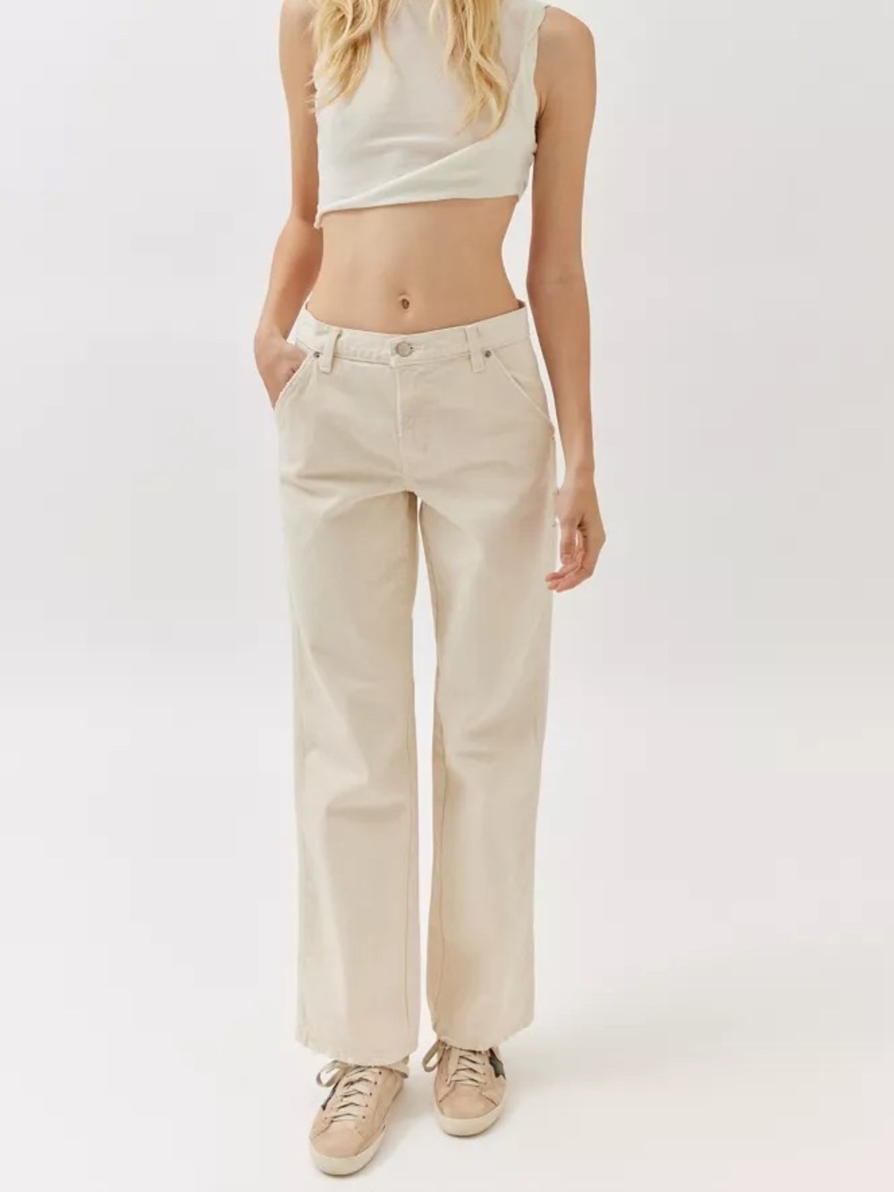 BDG Cream Carpenter Jeans Straight Leg Utility Pants | Size 28| urban outfitters